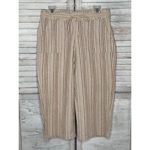 LEE Beige Pinstripe Linen Pants 10 Medium